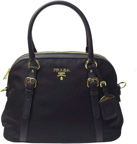 Prada Tessuto Nylon Saffiano Leather Trim Black Medium